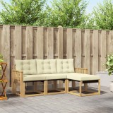 VidaXL Set canapele exterior 4 piese lemn acacia Alb Crem Textilene Gradina Terasa 189.5x122.5x73cm
