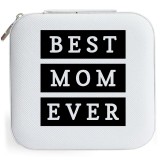 Cutie de bijuterii portabila, personalizata pentru Cea mai Buna Mama, 10x10x5 cm, alba, BEST MOM EVER