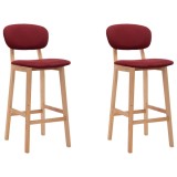 Scaune de bar, 2 buc., rosu vin, material textil