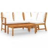 Set mobilier de gradina, 4 piese, perne crem, lemn masiv acacia