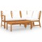 Set mobilier de gradina, 4 piese, perne crem, lemn masiv acacia