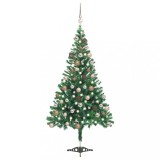vidaXL Brad de Crăciun pre-iluminat cu globuri, 120 cm, 230 ramuri