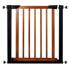 Poarta de siguranta Safety Gate pentru scari, ajustabila 75-82 cm, din otel si lemn, negru maro Household NewTrend