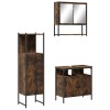Set mobilier de baie, 3 piese, stejar fumuriu, lemn prelucrat