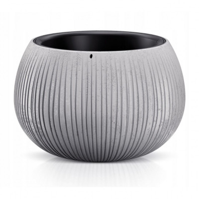 Ghiveci decorativ de flori, rotund, gri, 2.3 L, 23.8x16.1 cm, Beton Bowl foto