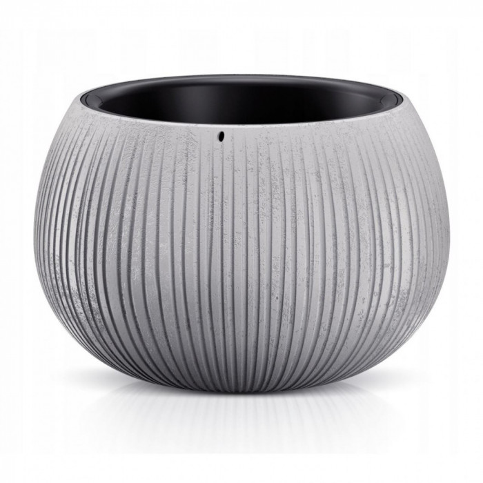 Ghiveci decorativ cu lant, rotund, gri, 2.3 L, 23.8x16.1 cm, Beton Bowl