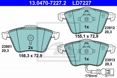 Set placute frana,frana disc SEAT LEON (1P1) (2005 - 2012) ATE 13.0470-7227.2 foto