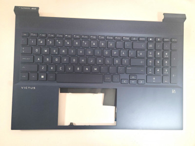 Carcasa superioara cu tastatura palmrest Laptop, HP, Victus 16-D, 16-E, M54739-271, cu iluminare, layout US, blue foto
