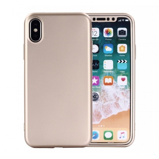 Husa apple iphone 7 plus full silicone 360 auriu