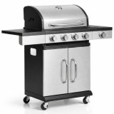 Gratar gradina, grill dreptunghiular, cu gaz, 4+1 arzatoare, cu roti, capac, 120x48x110 cm,&Acirc;&nbsp;BBQ Forbes&Acirc;&nbsp;
