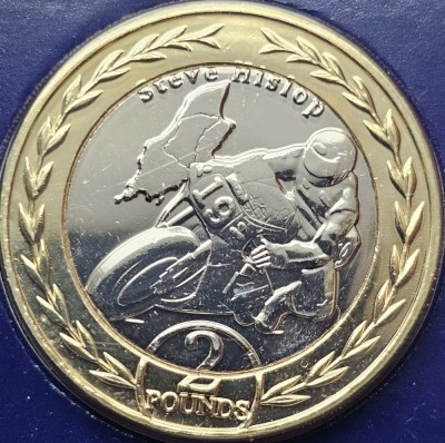 2 pounds 2019 Isle of Man / Insula Man, Steve Hislop - Rotary Norton, Bunc, Coincard foto