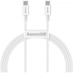 Cablu alimentare si date Baseus Superior, Fast Charging Data Cable pt. smartphone, USB Type-C la USB Type-C 100W, 1m, alb