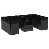 Cumpara ieftin Set canapele de gradina cu perne, 10 piese, negru, poliratan