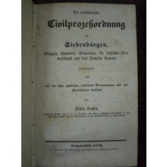 DIE PROVISORISCHE CIVILPRAZECORDNUNG FUR SIEBENBBURGER de ALOIS SENTZ, HERMANSTAD 1852