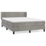 Cumpara ieftin Pat box spring cu saltea, gri deschis, 140x200 cm, catifea