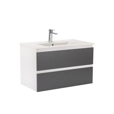 Dulap inferior Vario Forte 80 cu lavoar alb-antracit foto