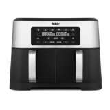 Airfryer Friteuza dubla cu aer cald, Fakir Premium Chefry 8,5L, Doua cosuri 4,25L+4,25L, 2400W, Ecran digital, 200 &deg;C, 10 functii de gatire presetate