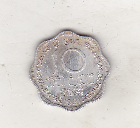 bnk mnd Sri Lanka 10 cents 1991