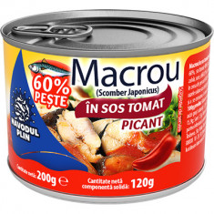 Conserva Peste, Navodul Plin, Macrou In Sos Tomat Picant, 200g