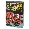 Set 3 Jocuri Sah, Dame si Tic Tac Toe in Cutie - Dimensiune tabla 30.4cm - Jocuri Distractive Familie
