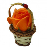 Aranjament floral cos decorativ floare, mic, portocaliu