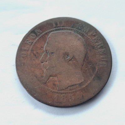 Franta 10 centimes 1854 B Napoleon lll foto