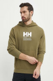 Helly Hansen bluză bărbați, culoarea verde, cu glugă, cu imprimeu 53924