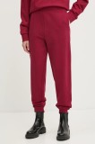 HUGO pantaloni de trening din bumbac culoarea bej, neted, 50522417
