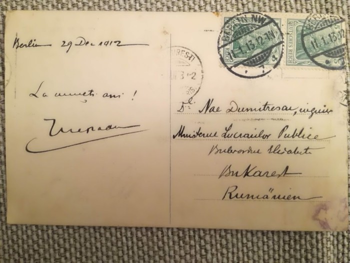 CP 1912 Berlin - Bukarest, ing. Nae Dumitrescu, Ministerul Lucrărilor Publice