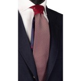 Cumpara ieftin Cravata Matase Barbati, Nod Contrastant, Model Unicat, Bordeaux Cameleon Alb, 148cm, Made in Italy, Cutie Cadou