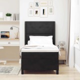 vidaXL Pat cu arcuri cu saltea cu headboard Negru 90 x 200 cm Catifea 3341992