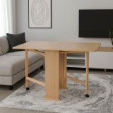 Masa plianta Practic, bucatarie si living, Pal Melaminat, insertii lemn masiv, 6 persoane, colturi rotunjite, 120x74x75 cm, fag