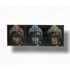 Tablou pictat manual 3 Faces Buddha Tip 3, XL