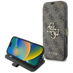 Husa tip carte iPhone 16 Guess Book 4G, maro, GUBKP16S4GMGBR foto