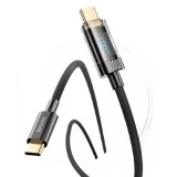 Cablu de date si incarcare rapida Bavin CB309-CC, USB-C la USB-C, 100W, cu Display digital, 1,2m, Negru pentru Telefon, Tableta, Laptop, Cip