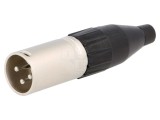 Conector XLR tată, 15A, IP40, pe cablu - AMPHENOL