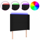 Cumpara ieftin Tablie de pat cu LED, negru, 93x16x118/128 cm, textil