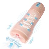 Masturbator Suctroker Pussy, Vibratii, Suctiune, Material Superskin, USB, Natural, 25 cm