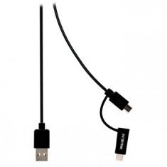 Cablu alimentare si sincronizare USB 2.0 A tata - micro B tata cu adaptor lightning, 1.0 m, negru foto