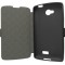 Husa tip carte cu stand neagra (cu decupaj casca) pentru LG F60 D390/D392