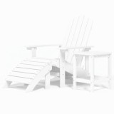 Cumpara ieftin Scaun de gradina Adirondack cu masa si taburet, alb, HDPE