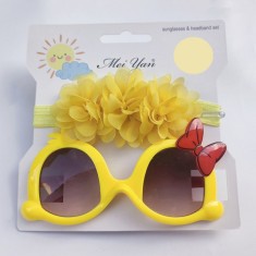 Set galben bentita si ochelari de soare - Little daisy (Marime Disponibila: