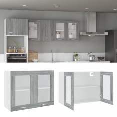 vidaXL Dulap de sticla suspendat gri sonoma 80x31x60 cm lemn prelucrat foto