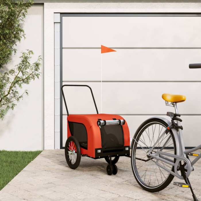 vidaXL Remorcă bicicletă animale companie portocaliu/negru oxford/fier