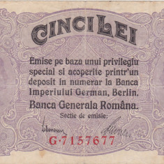 ROMANIA 5 LEI 1917 BGR F