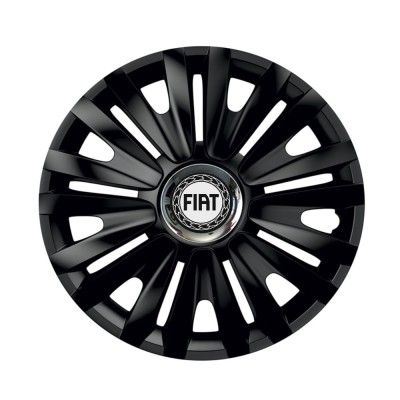 Set 4 capace roti Negre Cu Inel Cromat Royal R14 pentru gama auto Fiat foto
