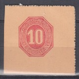 ROMANIA 1879 CP 16 a MARCA FIXA PENTRU CARTE POSTALA(TAXA) 10 BANI ROSU LILA/CARTON ROZ LILA DESCHIS