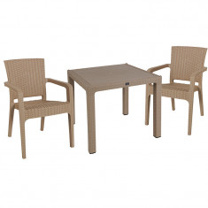 Set de gradina masa si scaune Explore, Halcyon set 3 piese plastic cappuccino 90x90x73.5 cm