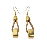 Cercei dama din pluta cu accente geometrice aurii
