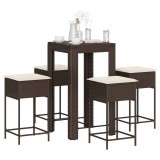 VidaXL Set mobilier bar de grădină cu perne, 5 piese, maro, poliratan 3261447